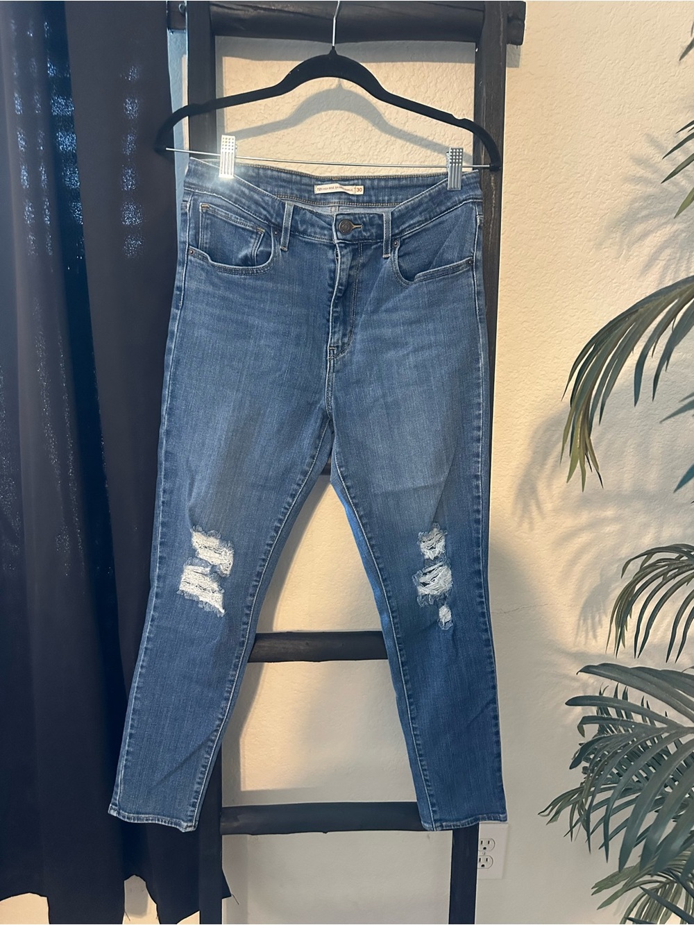 Levi's Medium Blue Ripped Skinny Jeans